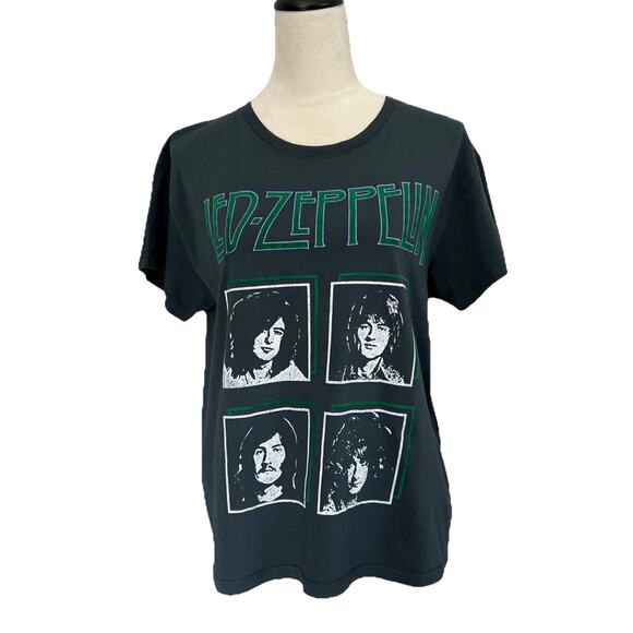 NWT Let Luv For Anthropologie Led Zeppelin T-Shirt Womens Medium Faded Black USA - Picture 2 of 10